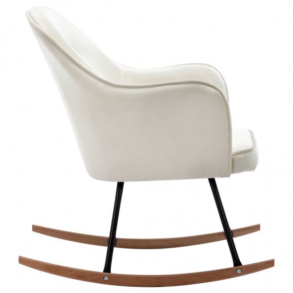 Silla mecedora de terciopelo blanco crema M 5