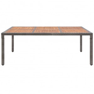 Mesa de jardín ratán PE y madera de acacia gris 200x150x74 cm H