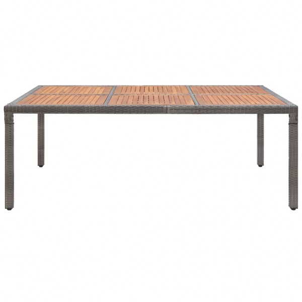 Mesa de jardín ratán PE y madera de acacia gris 200x150x74 cm M 2