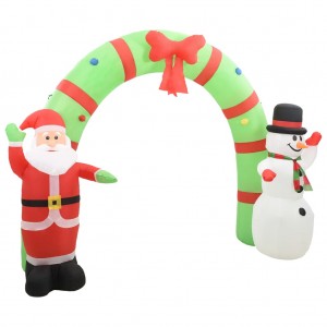 Arco de Navidad inflable Papá Noel y muñeco de nieve LED 223 cm H