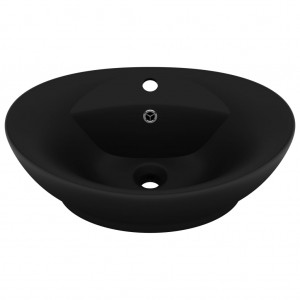 Lavatório luxuoso oval 58.5x39 cm cerâmica preto mate H