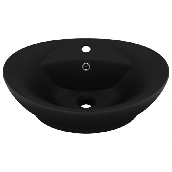 Lavabo lujoso con rebosadero cerámica negro mate 58.5x39 cm M 2