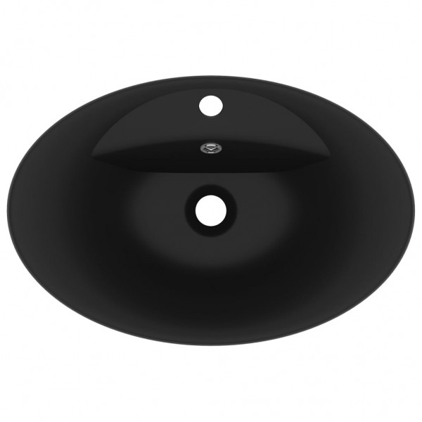 Lavabo lujoso con rebosadero cerámica negro mate 58.5x39 cm M 4