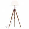 Lámpara de trípode madera maciza de teca marrón y blanco 141 cm 1