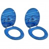 Assentos sanita com tampas 2 pcs MDF design gotas água azul 1