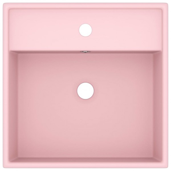 Lavabo lujoso cuadrado rebosadero cerámica rosa mate 41x41 cm M 4