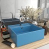 Lavabo cuadrado rebosadero cerámica azul claro mate 41x41 cm 1