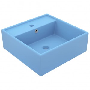 Lavatório luxuoso quadrado 41x41 cm cerâmica azul-claro mate H