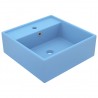Lavabo cuadrado rebosadero cerámica azul claro mate 41x41 cm 2