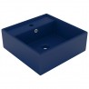 Lavabo cuadrado rebosadero cerámica azul oscuro mate 41x41cm 2