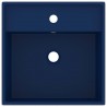 Lavabo cuadrado rebosadero cerámica azul oscuro mate 41x41cm 4