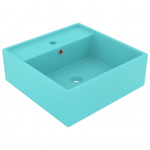 Lavatório luxuoso quadrado 41x41 cm cerâmica verde-claro mate H