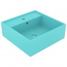 Lavabo cuadrado rebosadero cerámica verde claro mate 41x41 cm 2