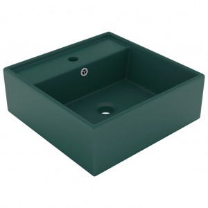 Lavatório luxuoso quadrado 41x41 cm cerâmica verde-escuro mate H