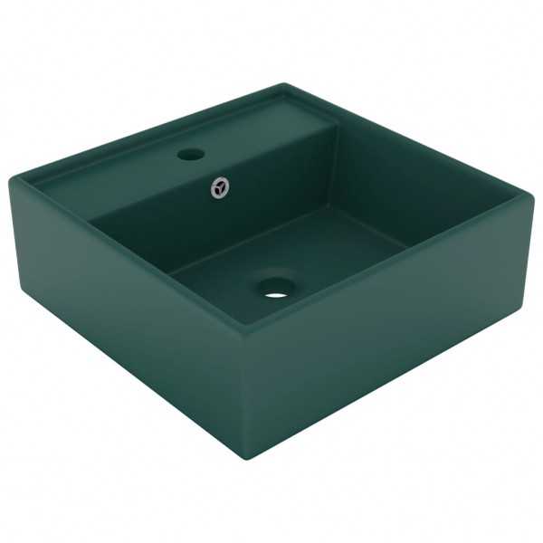 Lavatório luxuoso quadrado 41x41 cm cerâmica verde-escuro mate M 2