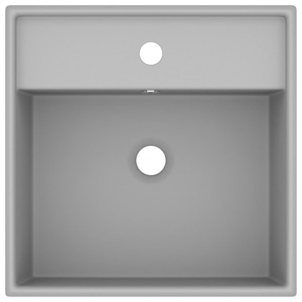 Lavabo cuadrado rebosadero cerámica gris claro mate 41x41 cm M 4