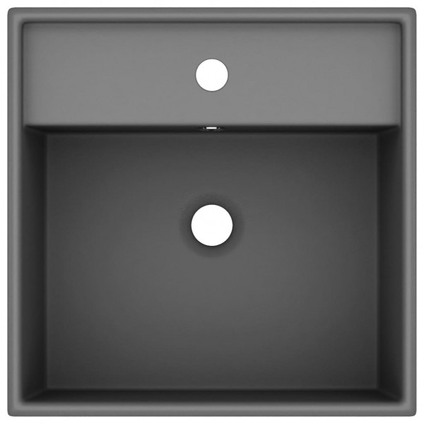 Lavabo lujoso cuadrado rebosadero cerámica gris oscuro 41x41 cm M 4