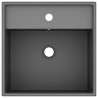 Lavabo lujoso cuadrado rebosadero cerámica gris oscuro 41x41 cm 4