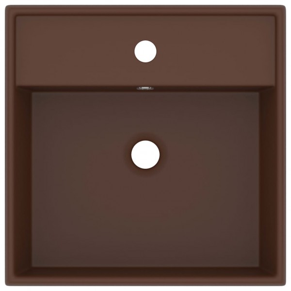 Lavatório luxuoso quadrado 41x41 cm cerâmica castanho mate M 4