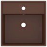 Lavabo cuadrado rebosadero cerámica marrón oscuro mate 41x41 cm 4