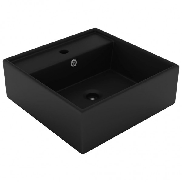 Lavatório luxuoso quadrado 41x41 cm cerâmica preto mate M 2