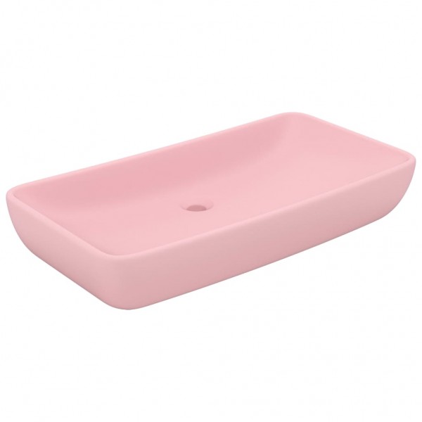 Lavabo de lujo rectangular de cerámica rosa mate 71x38 cm M 2