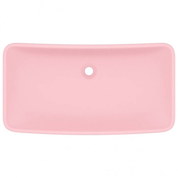 Lavatório luxuoso retangular 71x38 cm cerâmica rosa mate M 3