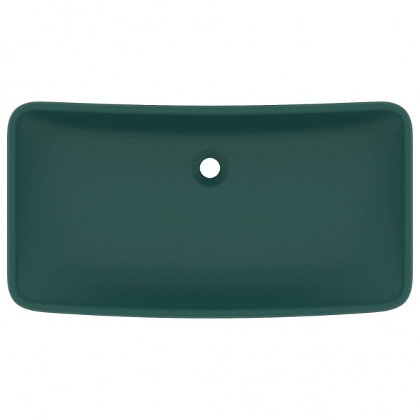 Lavatório luxuoso retangular 71x38cm cerâmica verde-escuro mate M 3