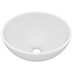 Lavabo de lujo redondo cerámica blanco mate 32.5x14 cm H