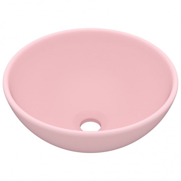 Lavatório WC luxuoso redondo 32.5x14cm cerâmica rosa mate M 2