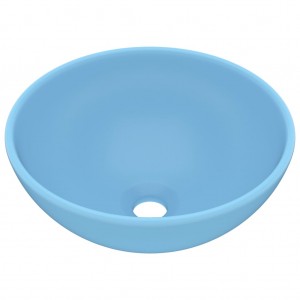 Lavabo de lujo redondo cerámica azul claro mate 32.5x14 cm H