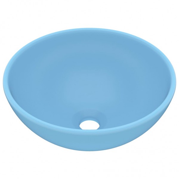 Lavatório WC luxuoso redondo 32.5x14cm cerâmica azul mate M 2