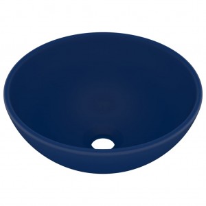 Lavabo de lujo redondo cerámica azul oscuro mate 32.5x14 cm H
