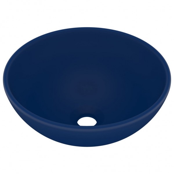 Lavabo de lujo redondo cerámica azul oscuro mate 32.5x14 cm M 2