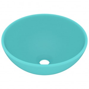 Lavabo de lujo redondo cerámica verde claro mate 32.5x14 cm H