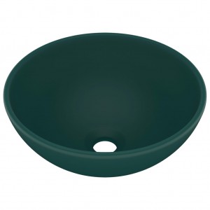 Lavatório WC luxuoso redondo 32.5x14cm cerâmica verde mate H