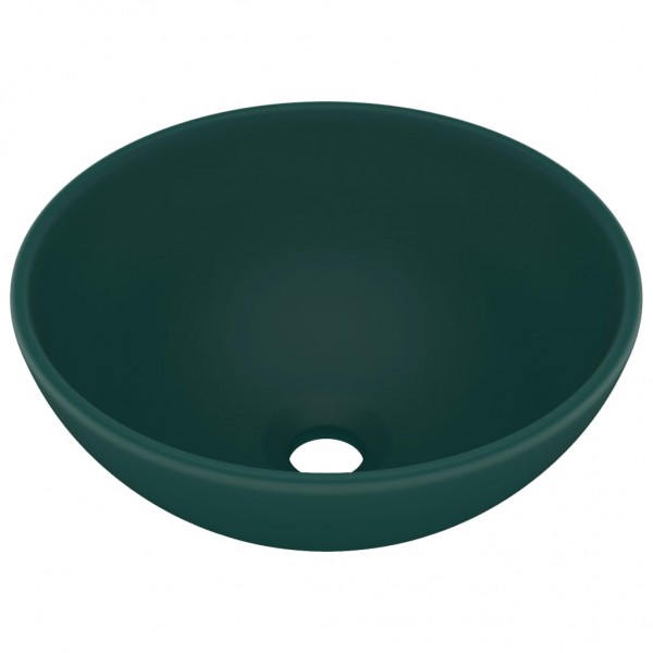 Lavabo de lujo redondo cerámica verde oscuro mate 32.5x14 cm M 2