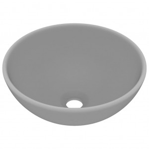 Lavabo de lujo redondo cerámica gris claro mate 32.5x14 cm H
