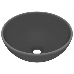Lavabo de lujo redondo cerámica gris oscuro mate 32.5x14 cm H
