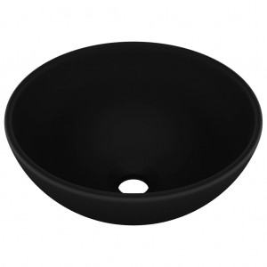Lavatório WC luxuoso redondo 32.5x14cm cerâmica preto mate H