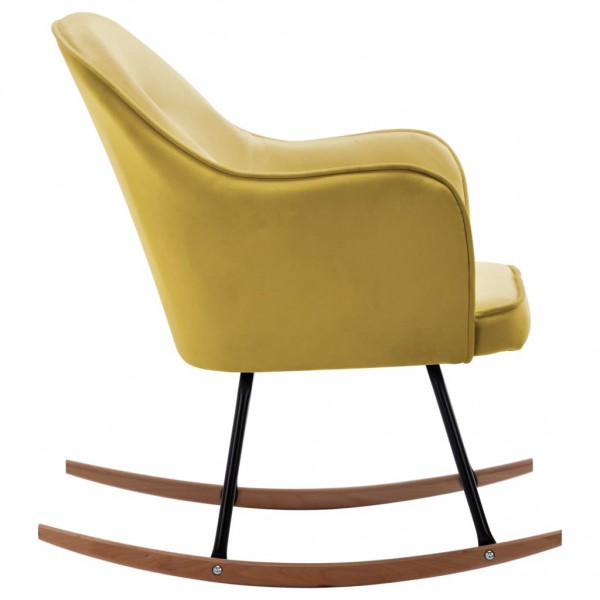 Silla mecedora de terciopelo amarillo mostaza M 5
