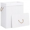 Cesto para roupa suja c/ 2 secções 100 L bambu branco 3