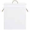 Cesto para roupa suja c/ 2 secções 100 L bambu branco 4