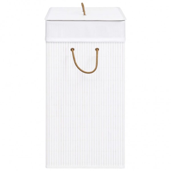 Cesto para roupa suja c/ 2 secções 100 L bambu branco M 5