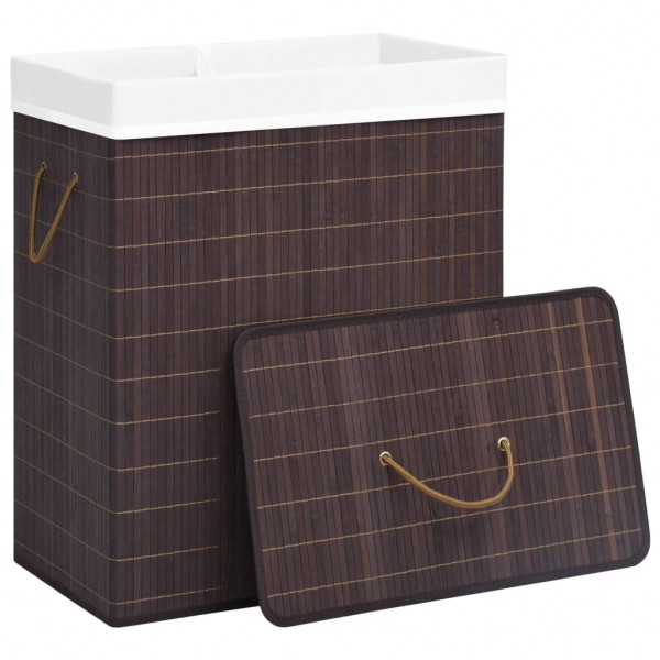 Cesto para roupa suja c/ 2 secções 100 L bambu castanho M 3