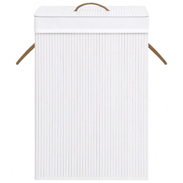 Cesto para roupa suja c/ secção única bambu branco M 4