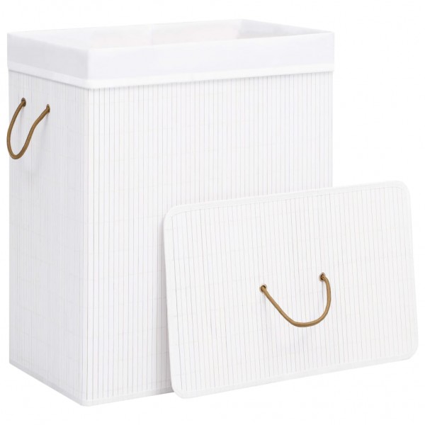 Cesto para roupa suja c/ secção única 83 L bambu branco M 3