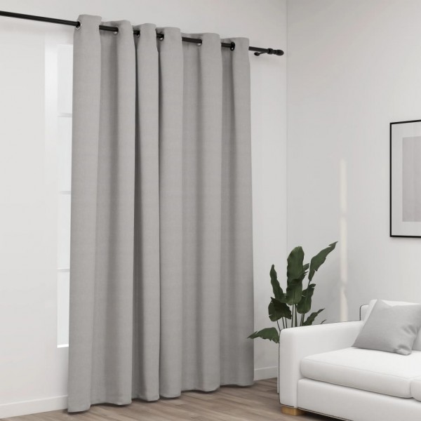 Cortina opaca con ojales look de lino gris 290x245 cm D