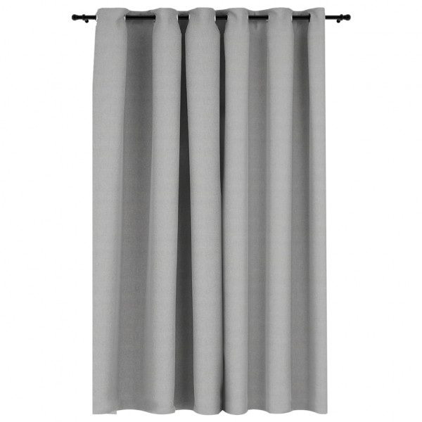 Cortina opaca con ojales look de lino gris 290x245 cm M 2