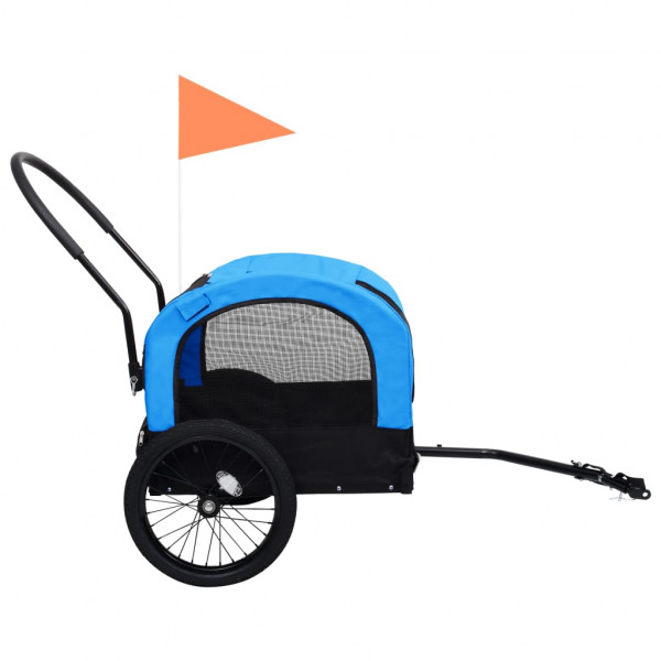 Reboque bicicletas/carrinho para animais 2-em-1 azul/preto M 4